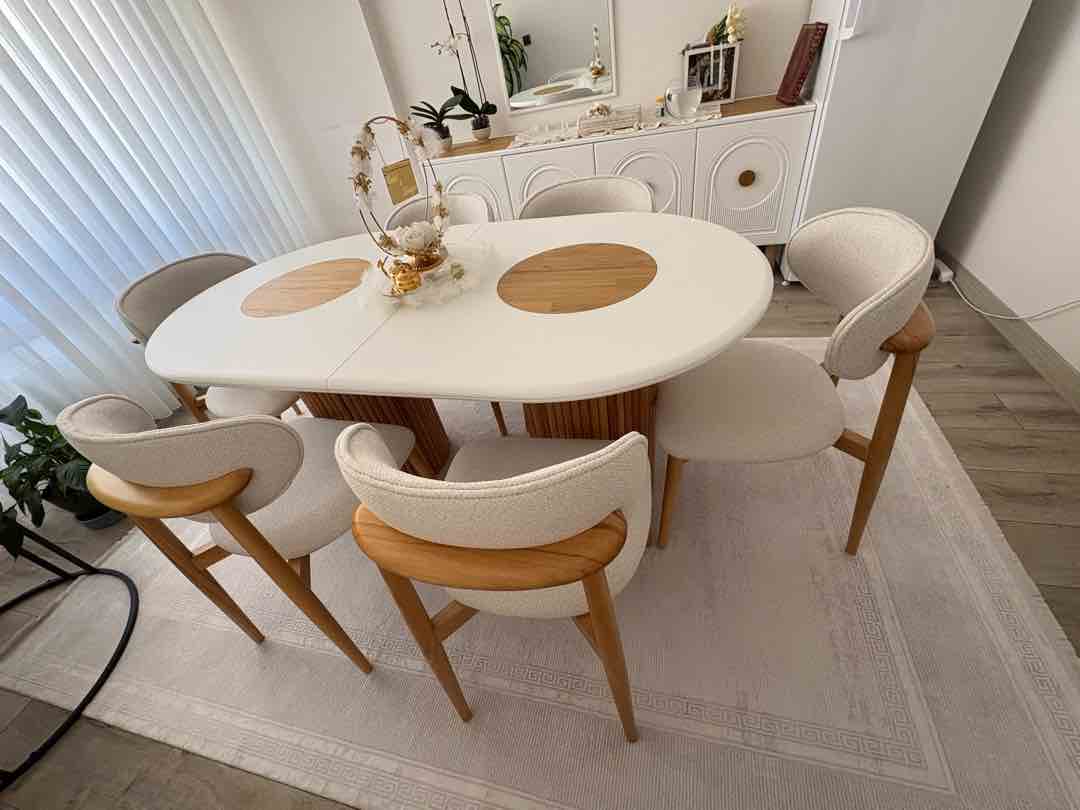 İnegöl Mobilya 6 Kişilik Açılır Yemek Masası + 6 Kollu Sandalye | Hatasız - fotoğraf 2