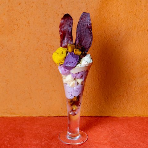 Parfait with island tofu and purple sweet potato