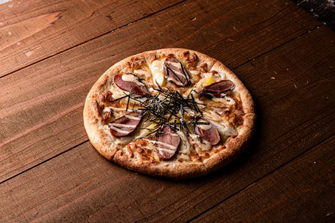 Duck and Spring Onion Pizza with Japanese Mayo