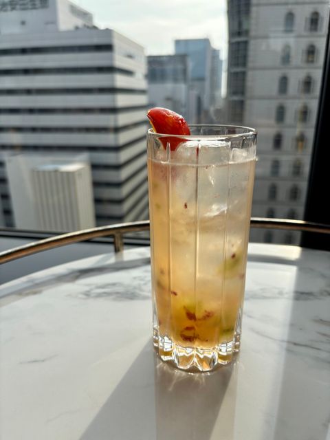 Plum and Pione Muscat Brandy Tonic