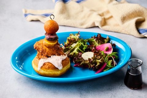 Donut with Fried Chicken w/ Vegetable Salad