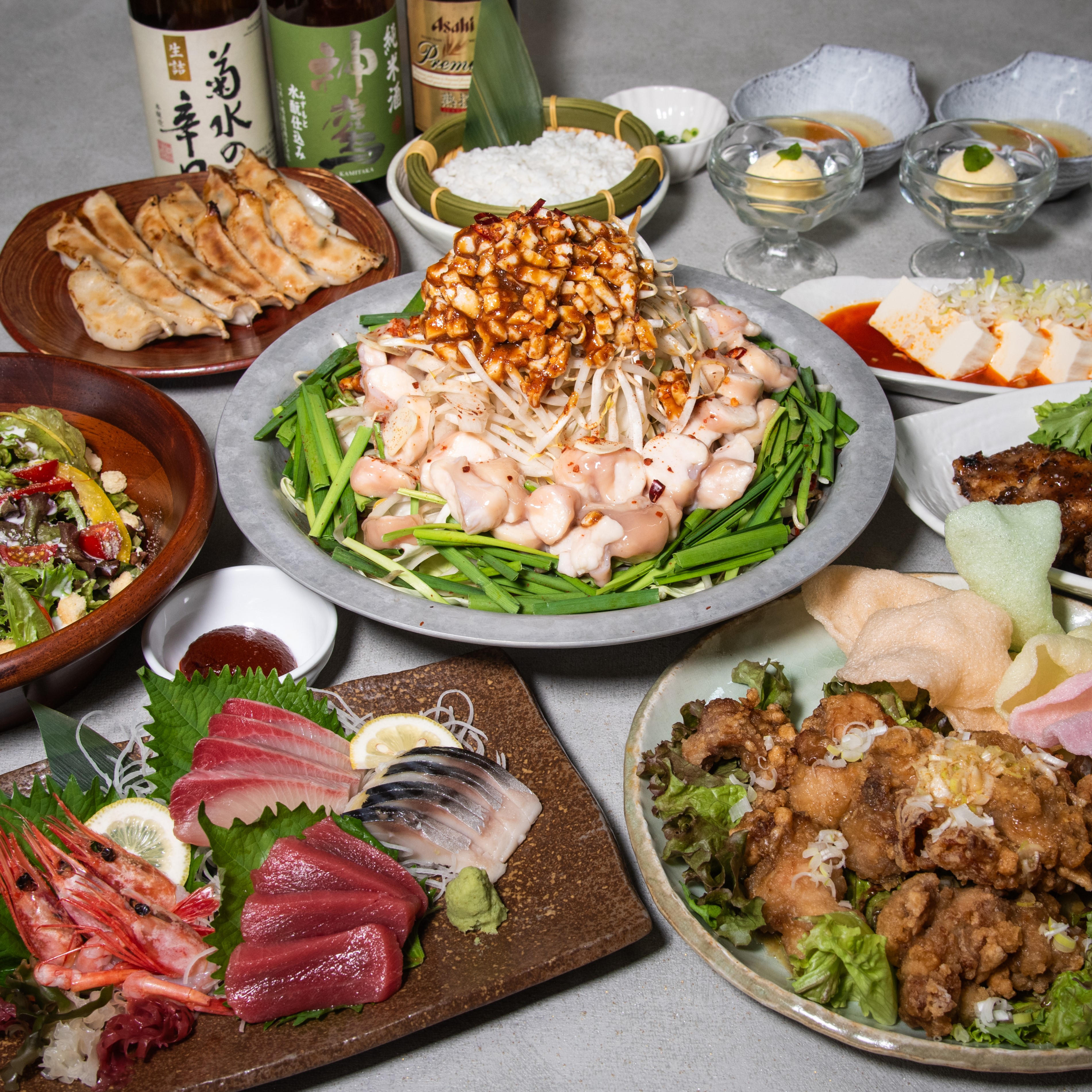 [二郎系牛もつ鍋]10品5,000円【2時間スタンダード飲み放題付】