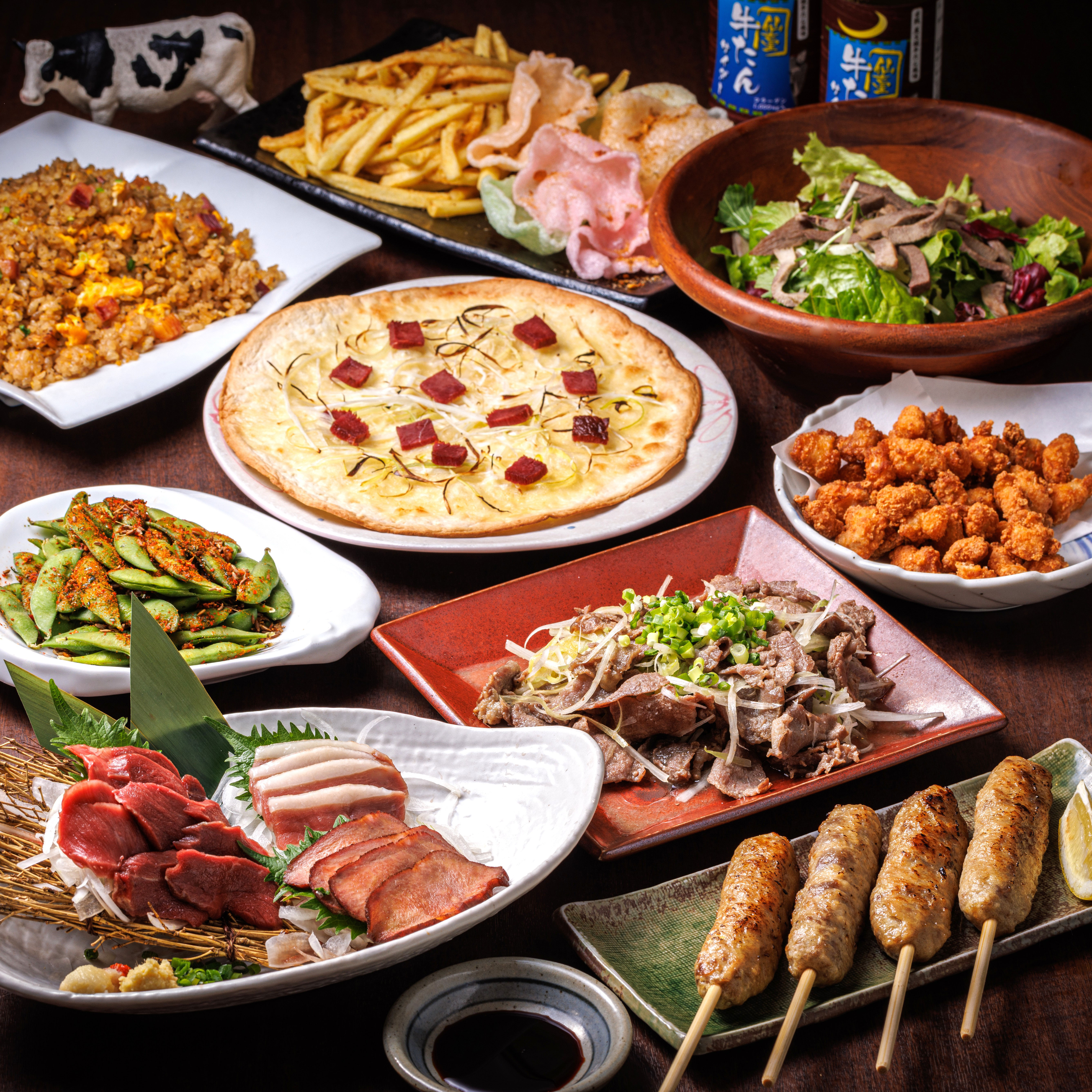 [牛タン×馬肉 鍋無しコース]10品4,500円【2時間スタンダード飲み放題付】