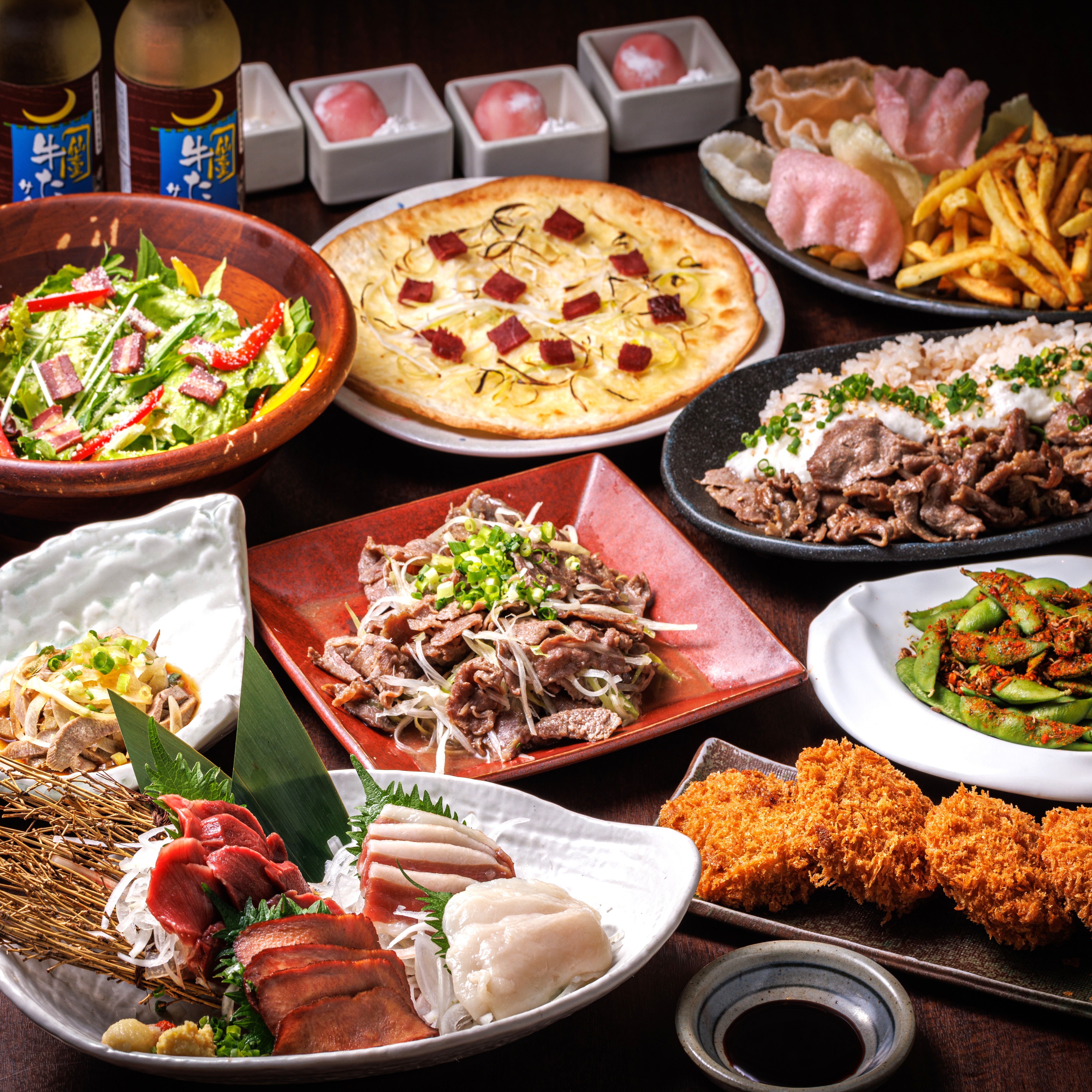 ～10/15[牛タン×馬肉 鍋無しコース]11品5,000円【平日３時間週末2時間スタンダード飲み放題付】