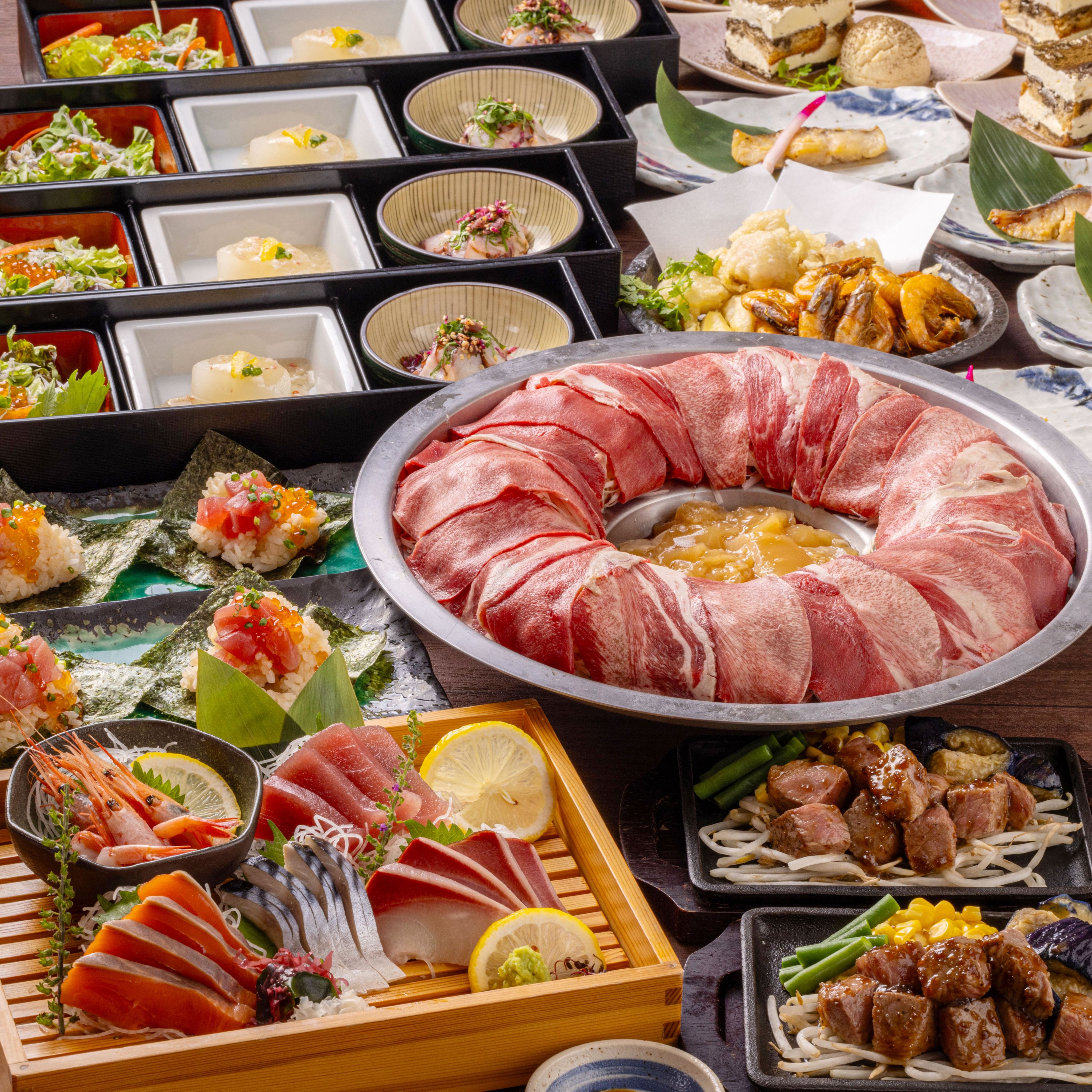 [“極み”牛タン・鮮魚付]11品8,000円【3時間制プレミアム飲み放題】