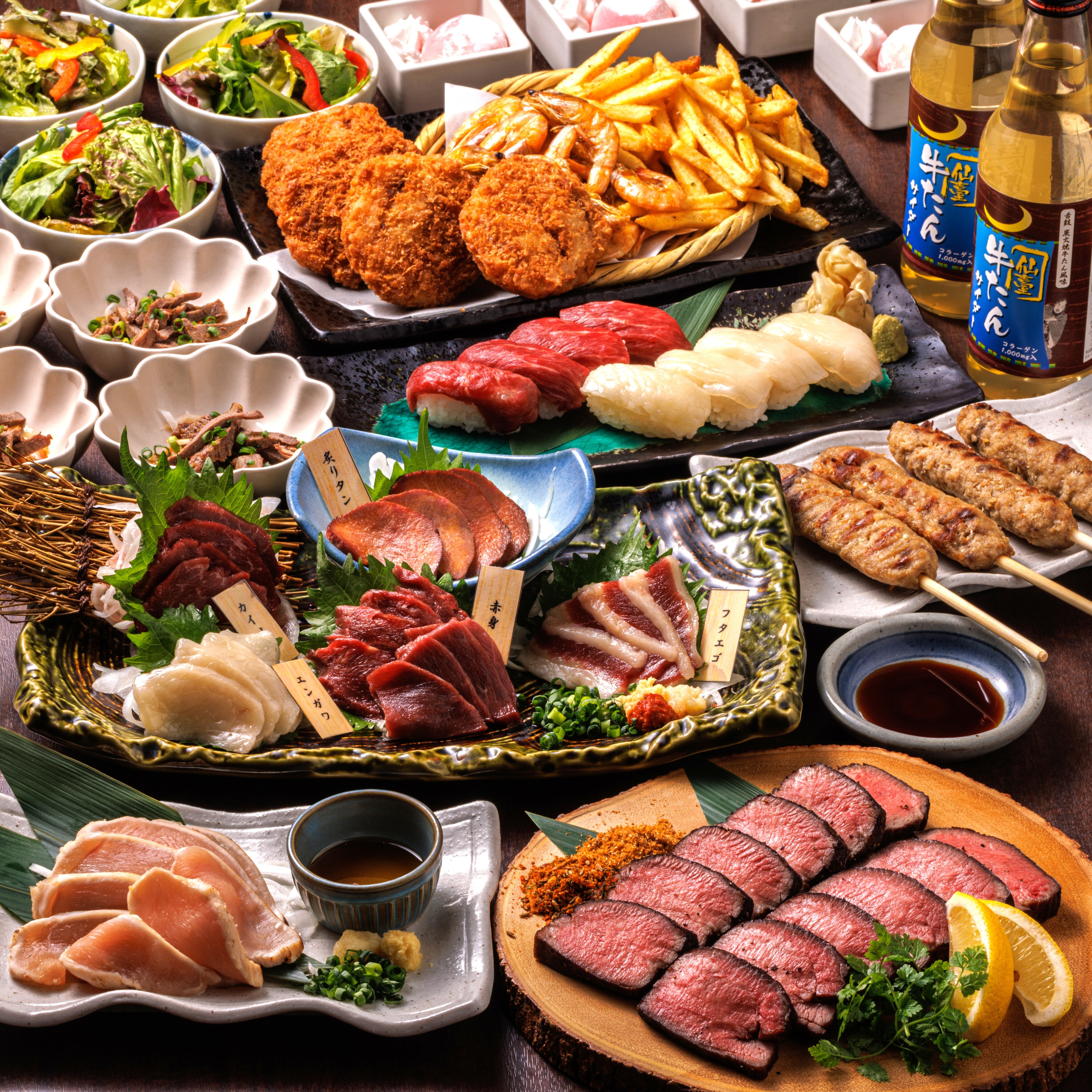 [“1番人気”一本仕込み厚切り牛タン付コース]11品6,000円【平日３時間週末2時間プレミアム飲み放題付】