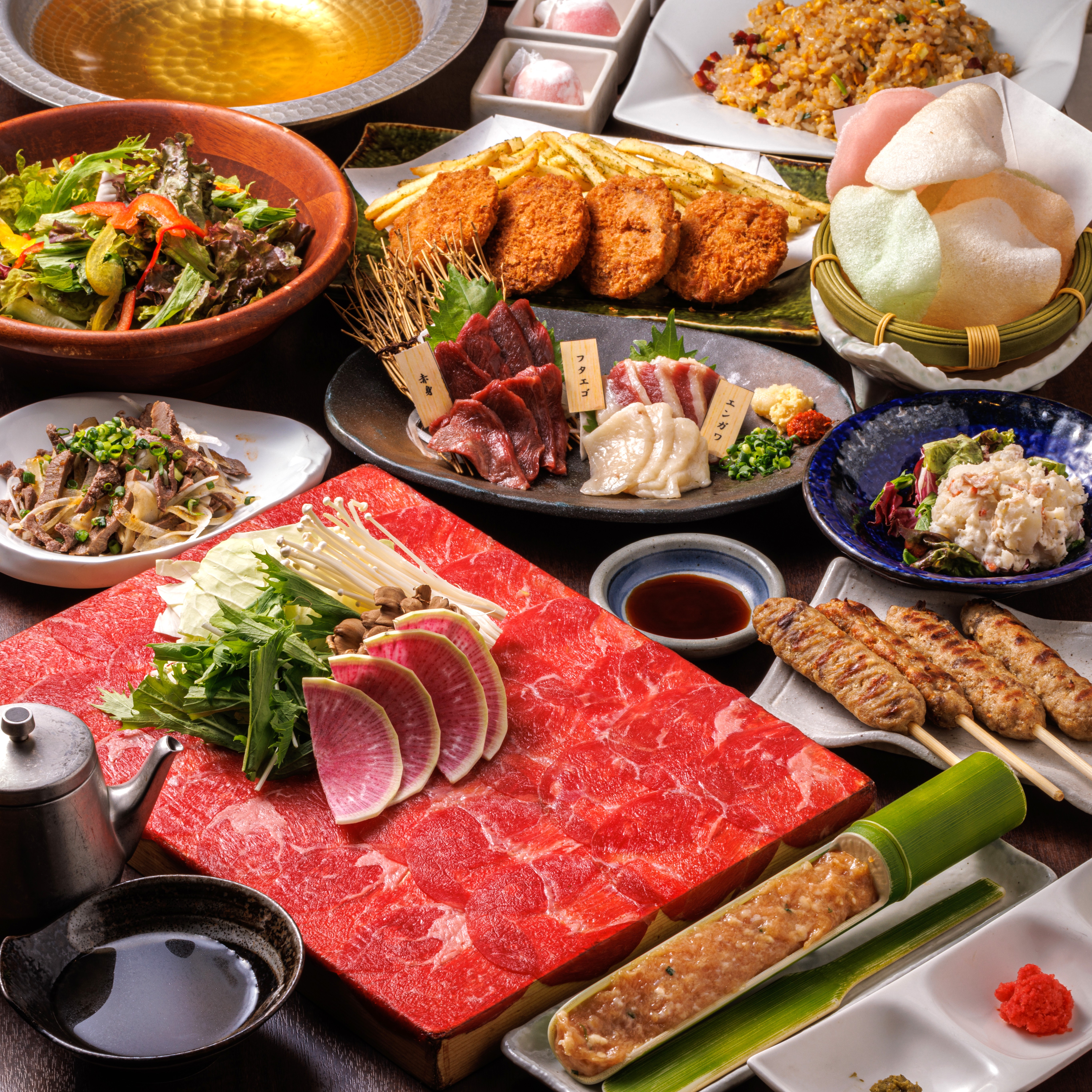 [牛タン×馬肉 牛タン板しゃぶ付コース]11品5,000円【2時間制スタンダード飲み放題】