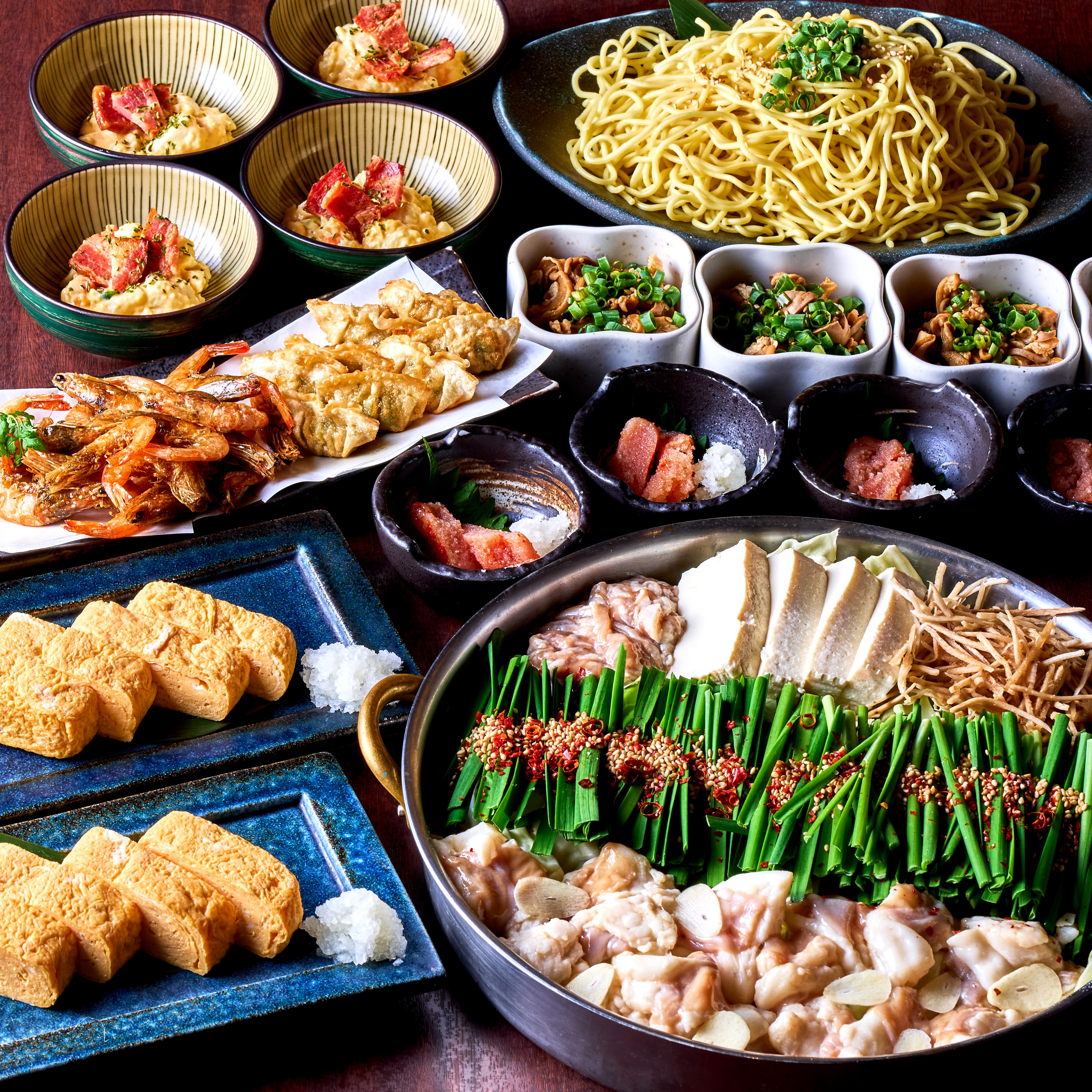 [こく旨醤油和牛もつ鍋]当店自慢のもつ鍋が楽しめる！8品4,000円【２時間制飲み放題付】