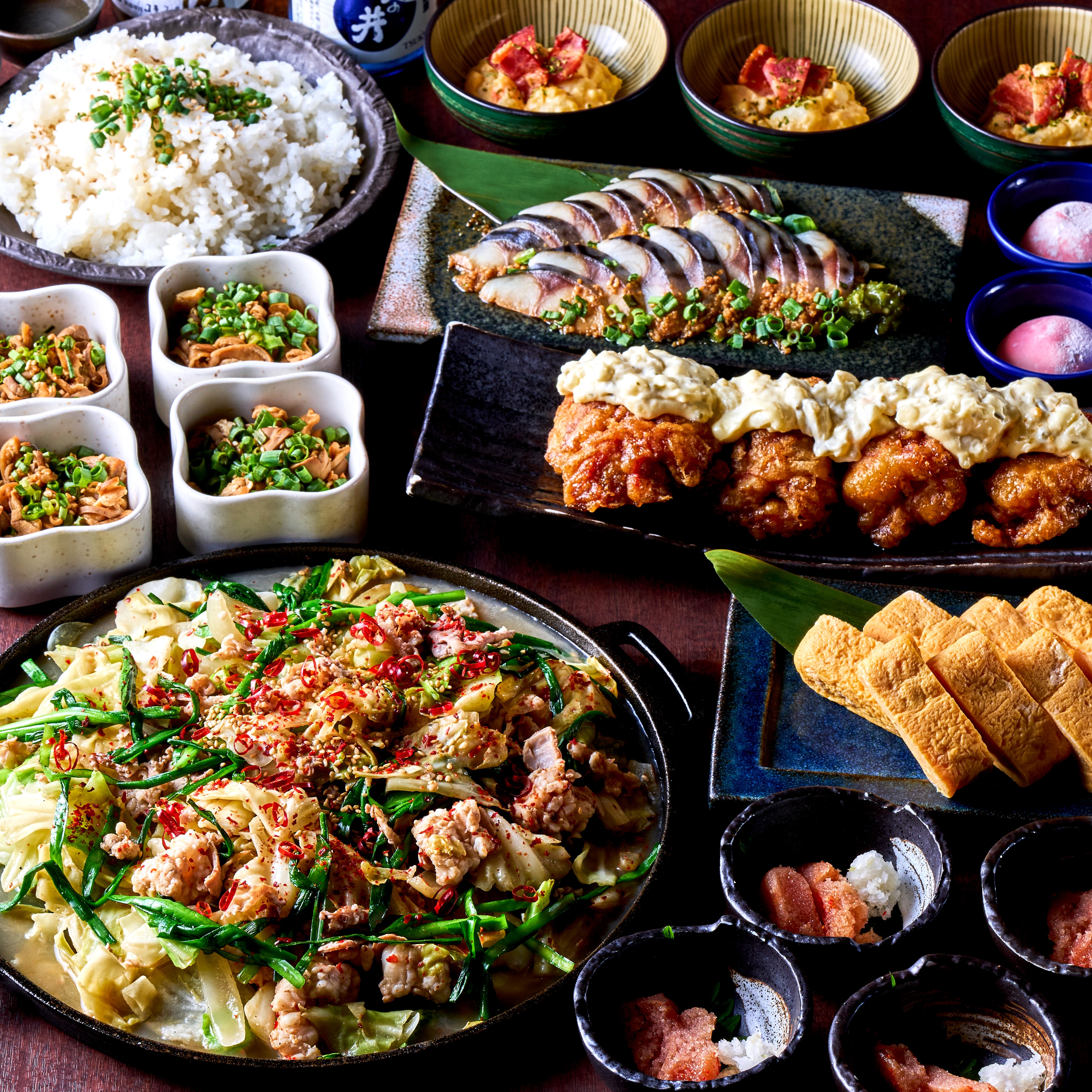 [和牛もつ焼き]当店おすすめが一度に楽しめる！9品4,500円【２時間制飲み放題付】