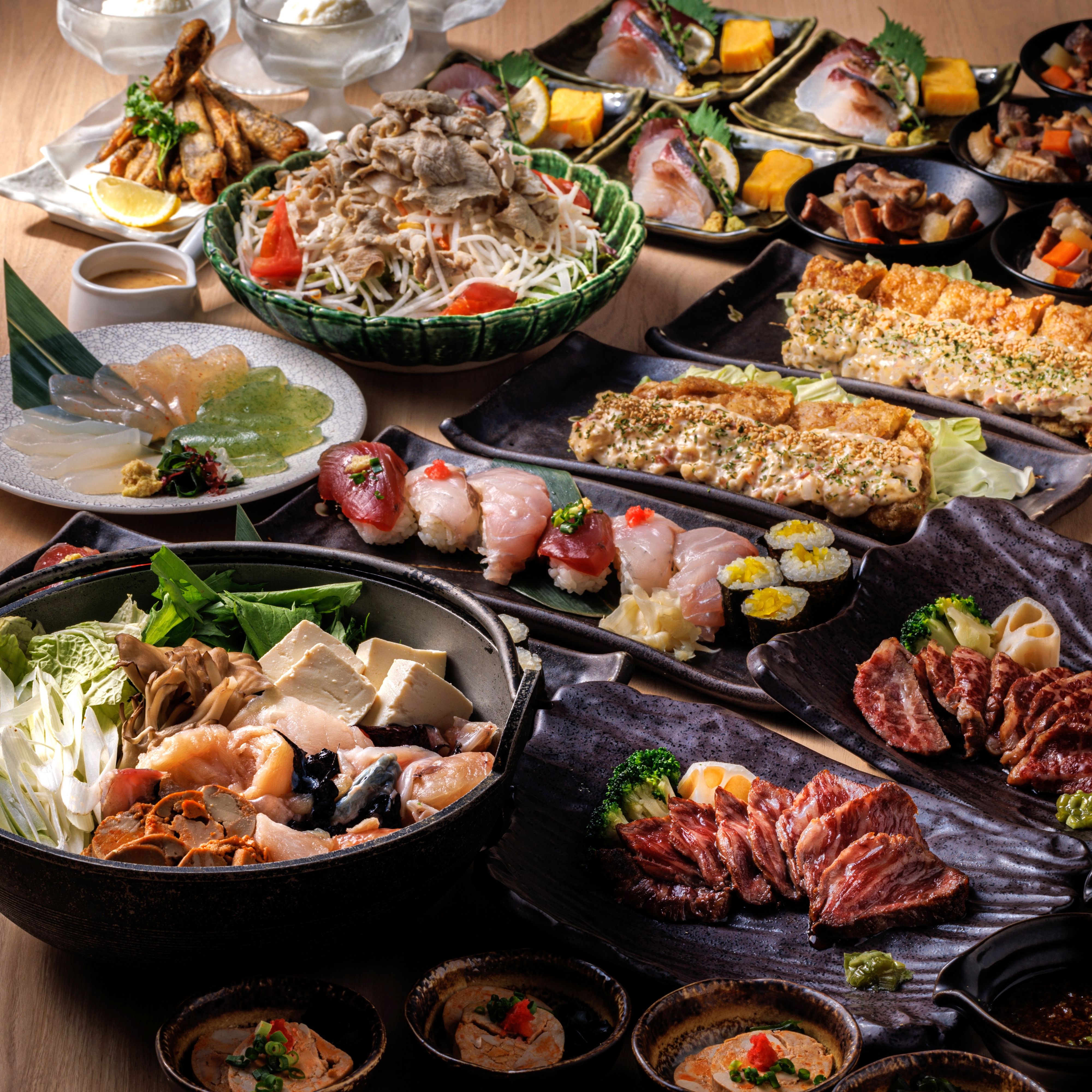 《あんこう鍋＆市場直送鮮魚5種盛り付》10品6,500円 【2時間制飲み放題付】