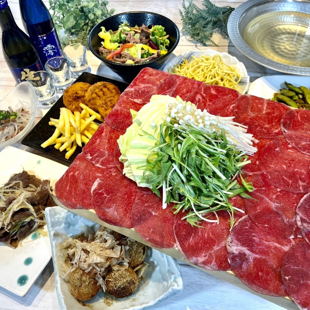［牛たん三昧 牛タンしゃぶ付コース］9品4,000円【日～木3時間・金土祝前日2時間飲み放題付】