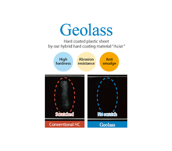 Clear acrylic sheet with highly functional hard coating  Geolass