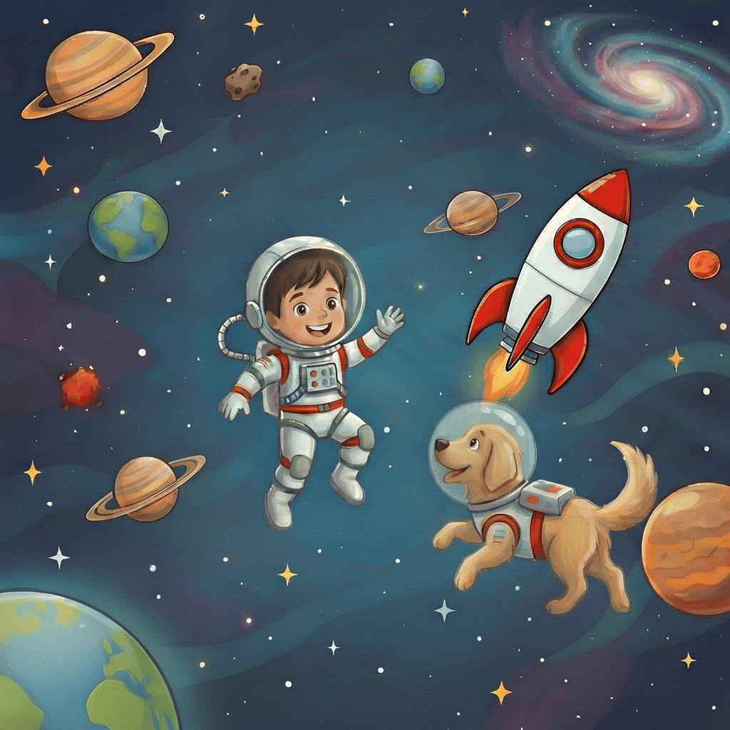 {hero} and {dog}'s Space Adventure