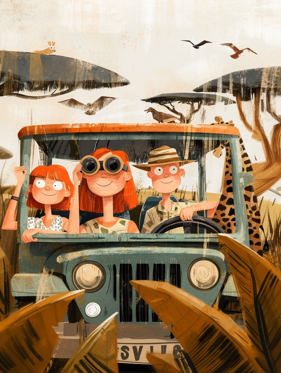 Illustration for page 1 of Eliza's Savanna Safari