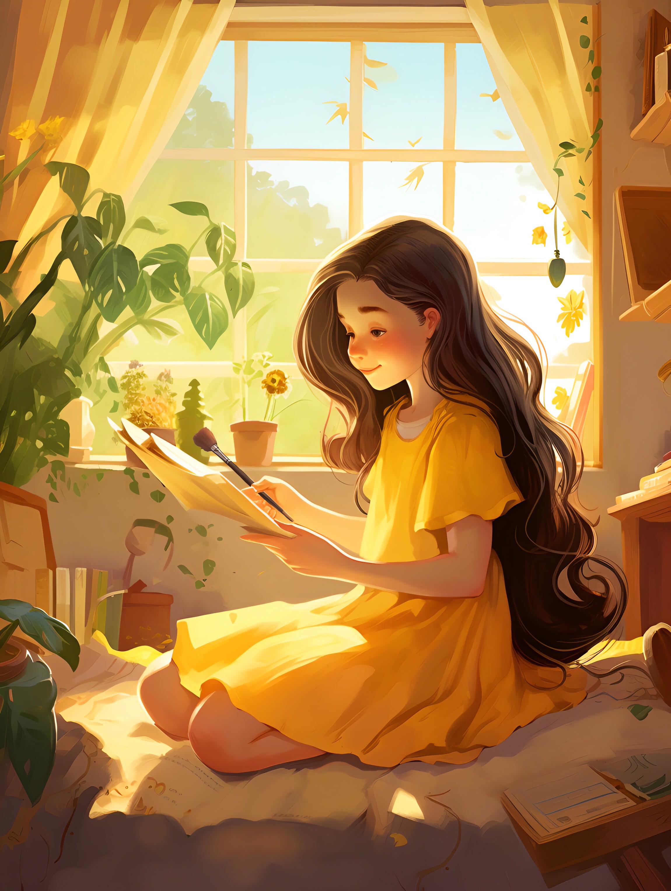 Illustration for page 13 of Mia and the Magic Paintbrush