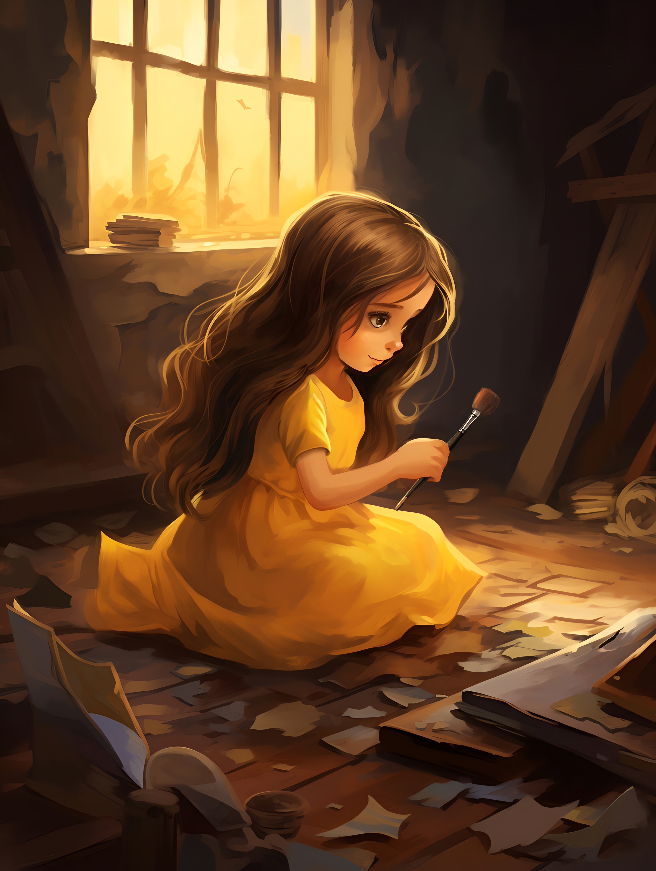 Illustration for page 4 of Mia and the Magic Paintbrush