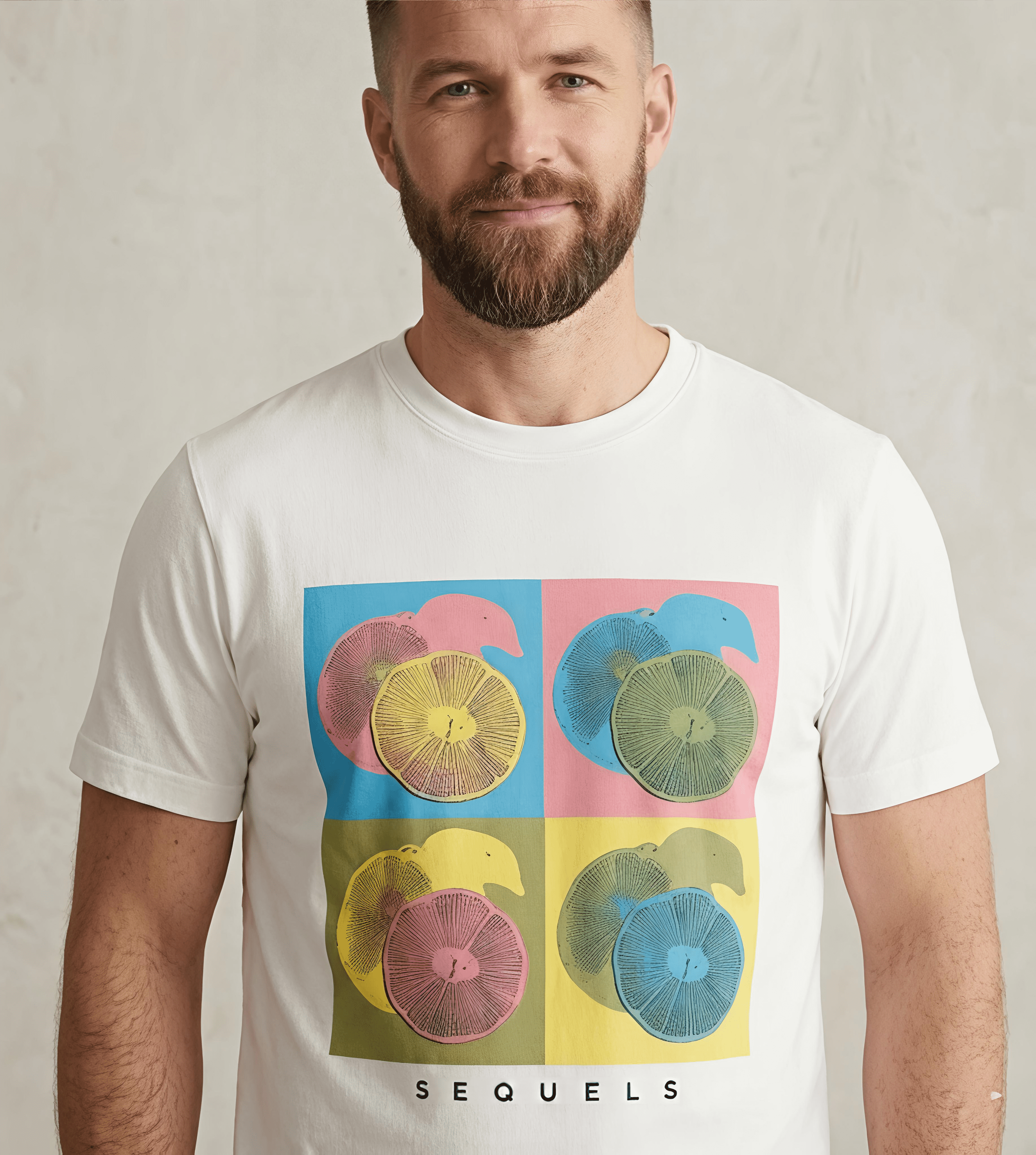 Summer Pop-Art Mushroom T-Shirt – Off-White (S, M) 1