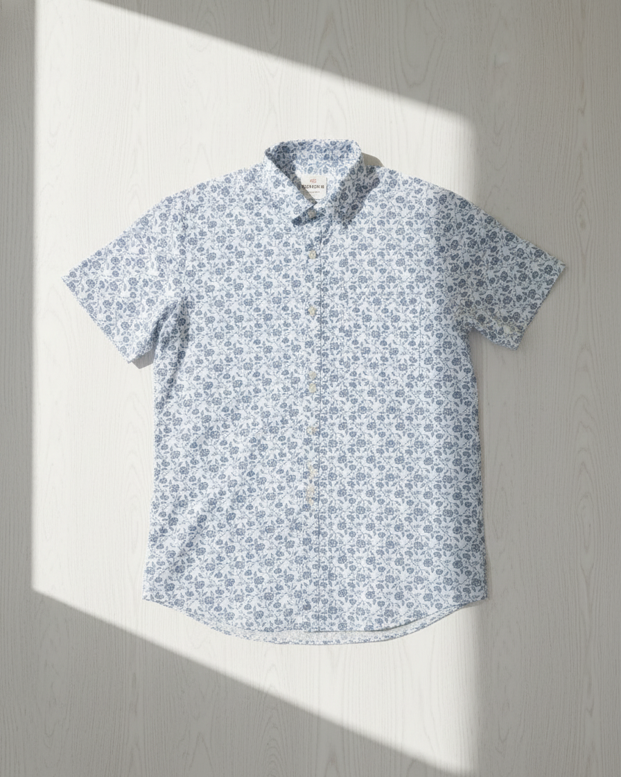 Men’s Light Blue Floral Print Casual Shirt 3