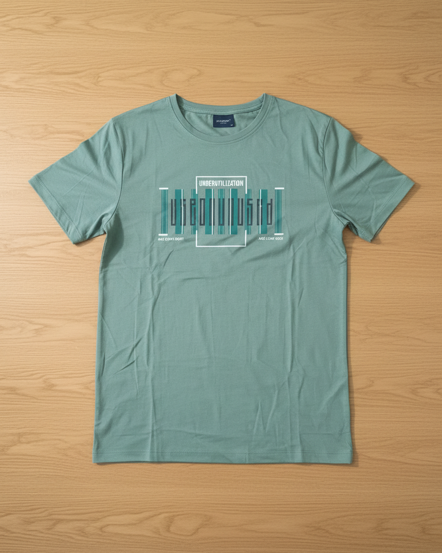 Men’s Light Green Graphic Print T-Shirt – “Underutilization” Design 3