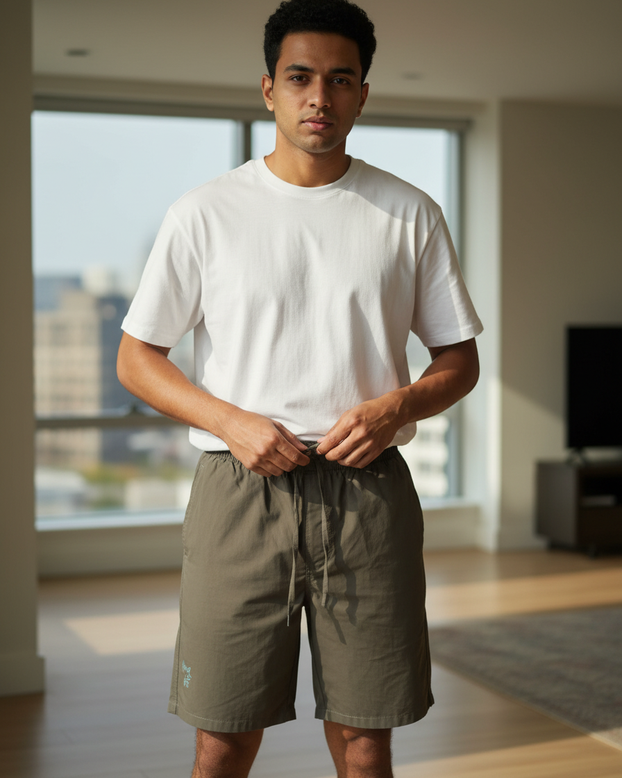Men’s Dark Gray Casual Shorts with “HOUR HRS” Detail 3