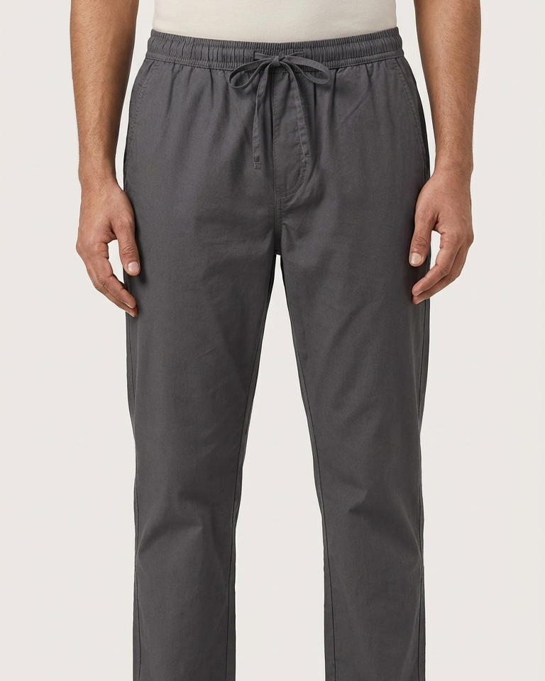 Men’s Dark Gray Drawstring Trousers – Lightweight Casual Fit 4