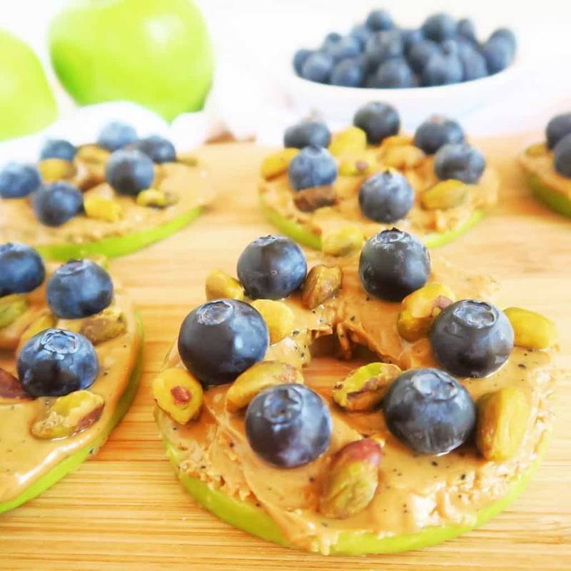 Apple Sandwich with Almond Butter, Blueberries & Pistachios (Paleo, Low Carb)