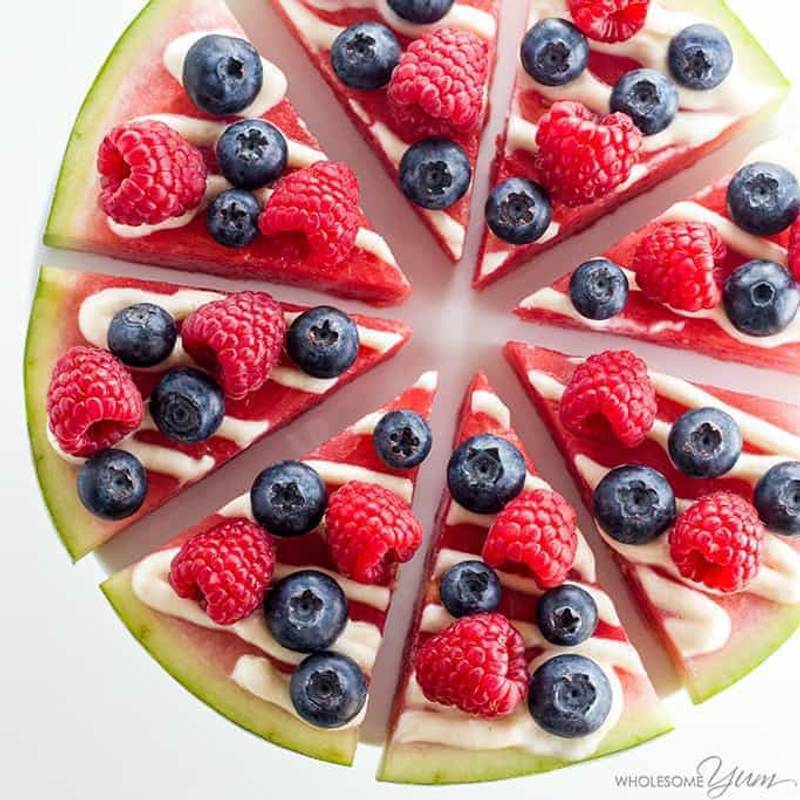 Watermelon Pizza Recipe with Cream Cheese Icing (Sugar-free, Low Carb, Gluten-free)