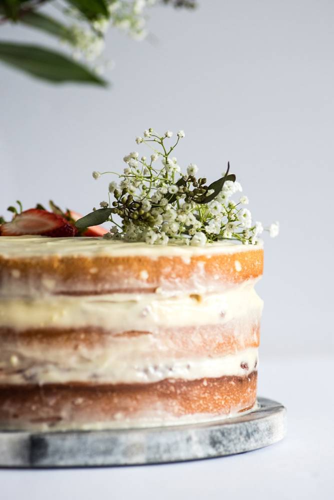 Homemade Yellow Cake with Vanilla Cream Cheese Frosting