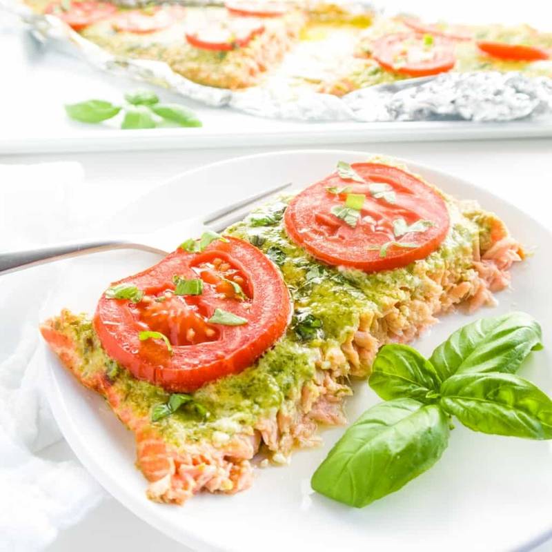 Pesto Salmon Milano (Low Carb, Gluten-free) - 4 Ingredients