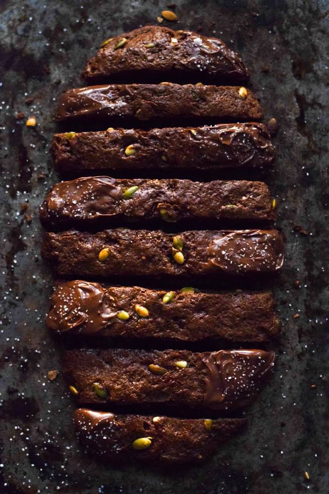 Chocolate Pumpkin Seed Biscotti