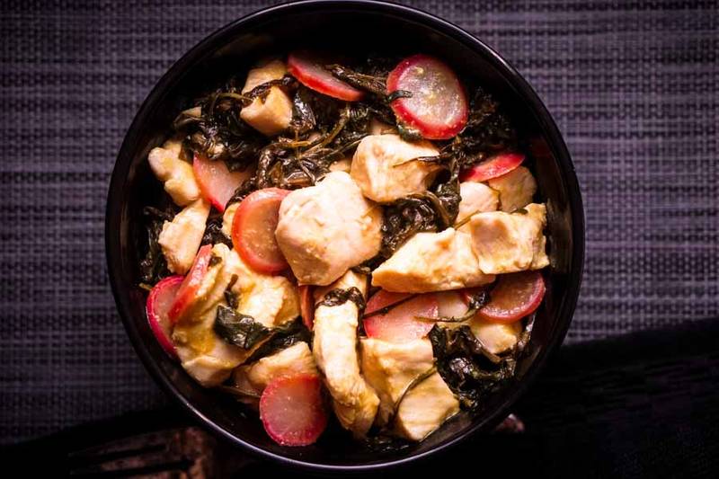 Easy Mustard Chicken with Radish & Greens