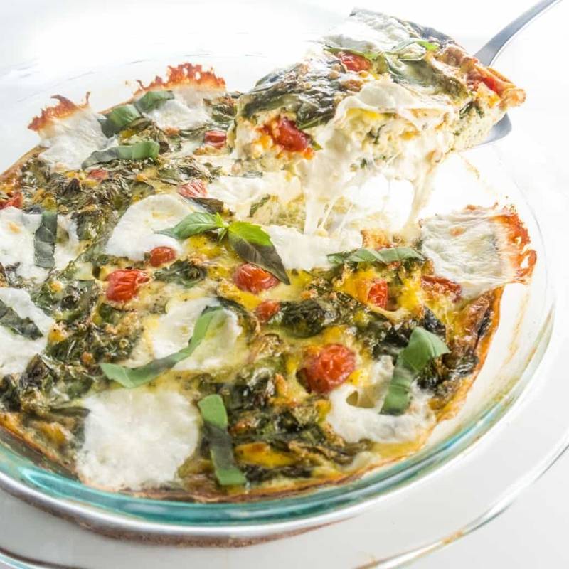 Low Carb Crustless Quiche Caprese (Gluten-Free)