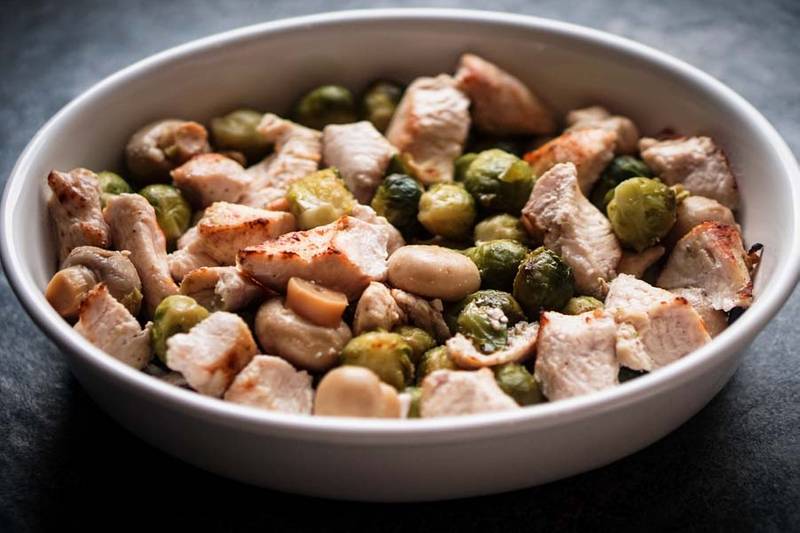 Roasted Turkey Breast with Mushrooms & Brussels Sprouts Recipe