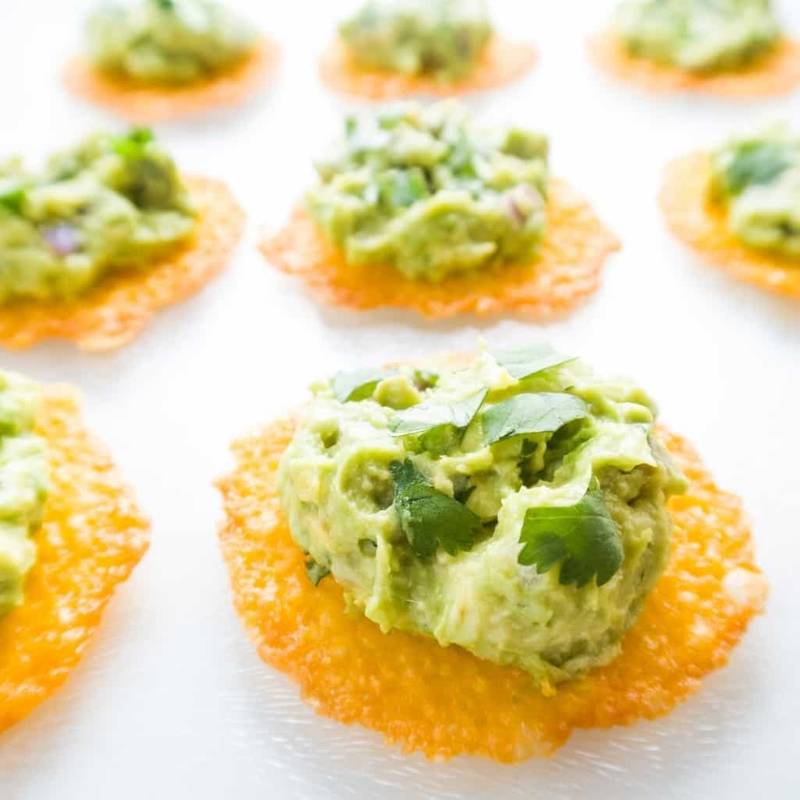 Cheese Chips with Chipotle Copycat Guacamole (Low Carb, Gluten-free)