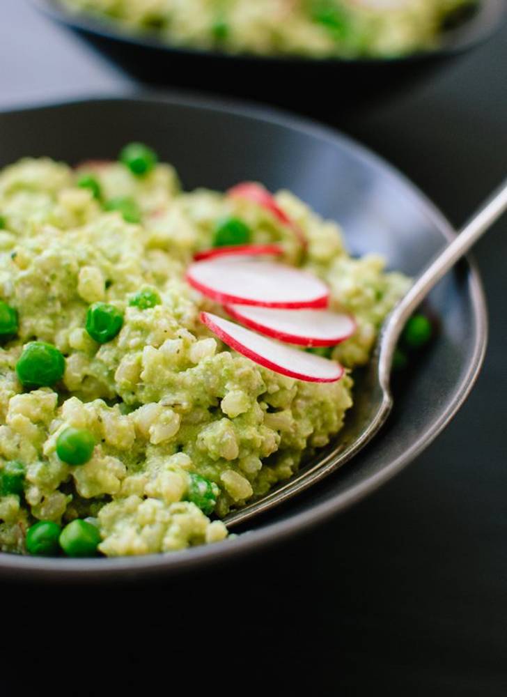 Minty Pea Pesto with Rice and Radishes