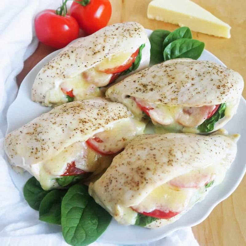 Stuffed Chicken with Spinach and Tomatoes (Low Carb, Gluten-Free)