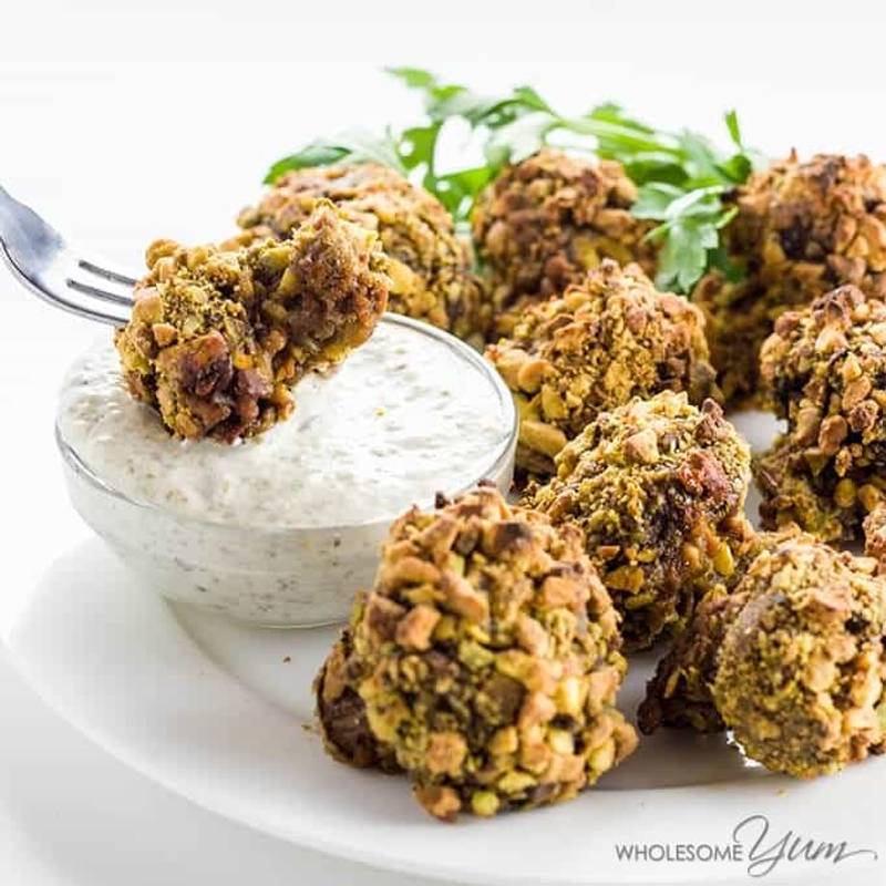 Pistachio Crumbed Mushrooms (Paleo, Low Carb)