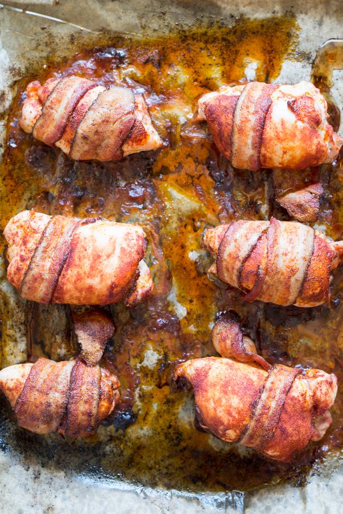 Smoky Bacon Wrapped Chicken Thighs (Paleo, Gluten-Free)