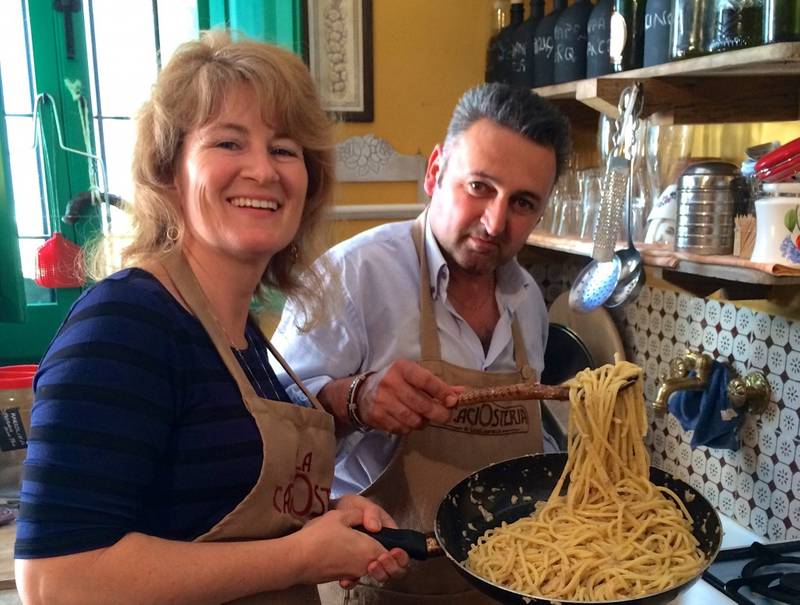 Casa Lawrence and afor Spaghetti Cacio e Pepe (Spaghetti with Pecorino Cheese and Black Pepper)