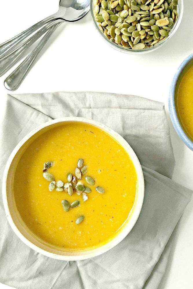 Roasted Butternut Squash Soup with Toasted Pumpkin Seeds