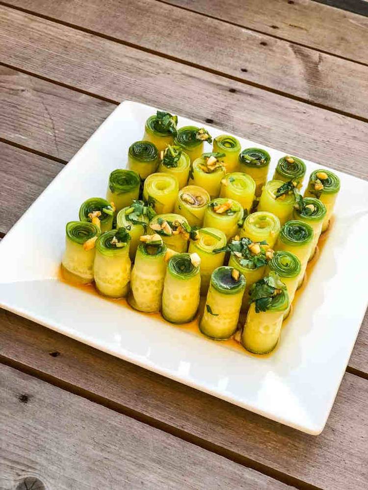 Keto Asian Rolled Cucumber Salad Recipe