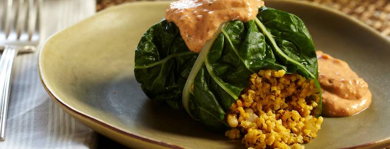 Millet-Stuffed Chard Rolls