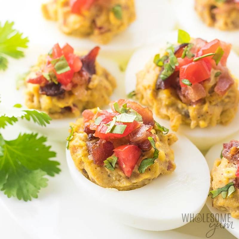 Mexican Keto Deviled Eggs Recipe with Avocado and Bacon