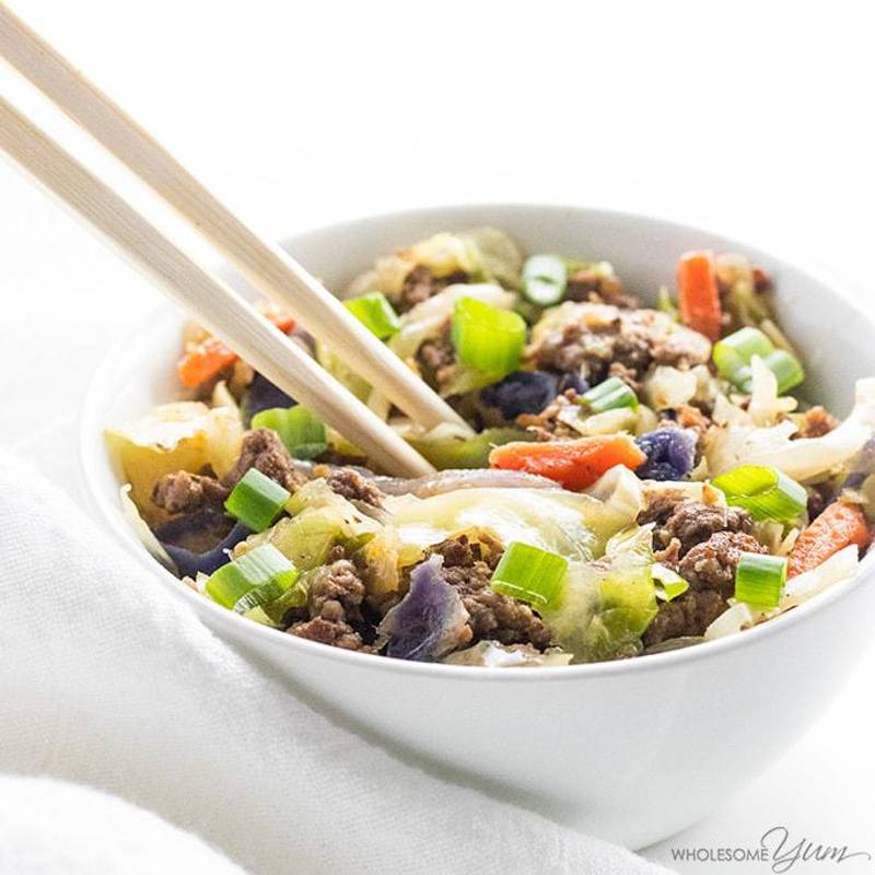 Low Carb Crack Slaw Egg Roll in a Bowl Recipe