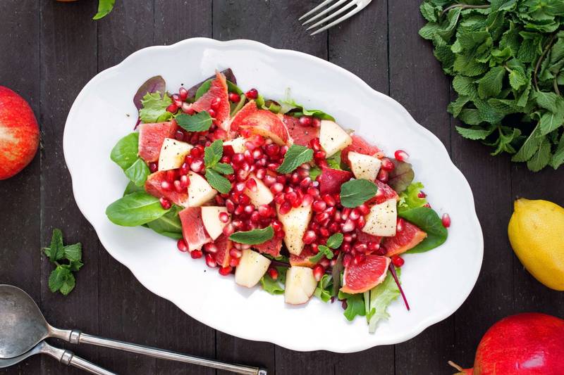Apple, Grapefruit, Pomegranate Salad