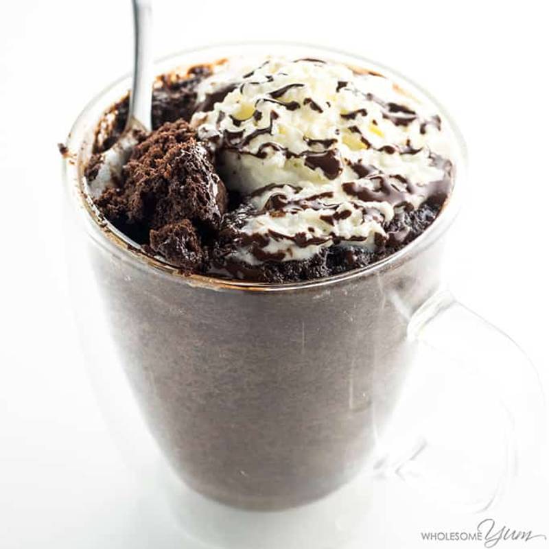 Low Carb Paleo Keto Chocolate Mug Cake Recipe - 6 Ingredients