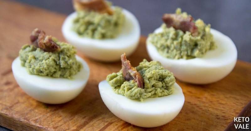 Avocado Deviled Eggs with Bacon