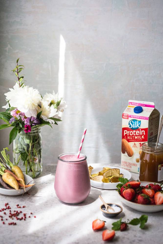 Strawberry Pink Peppercorn Protein Smoothie