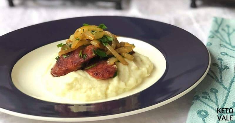 Pan Seared Sausage with Mashed Cauliflower
