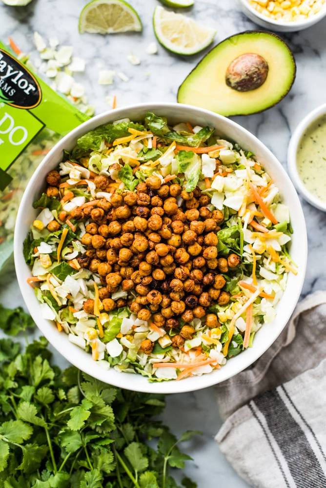Avocado Ranch Chopped Salad with Roasted Chickpeas